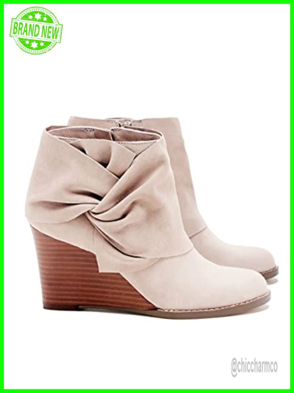 Womens Faux Suede Wedge Ankle Booties Bow Stacked Heel Winter Dress Shoes